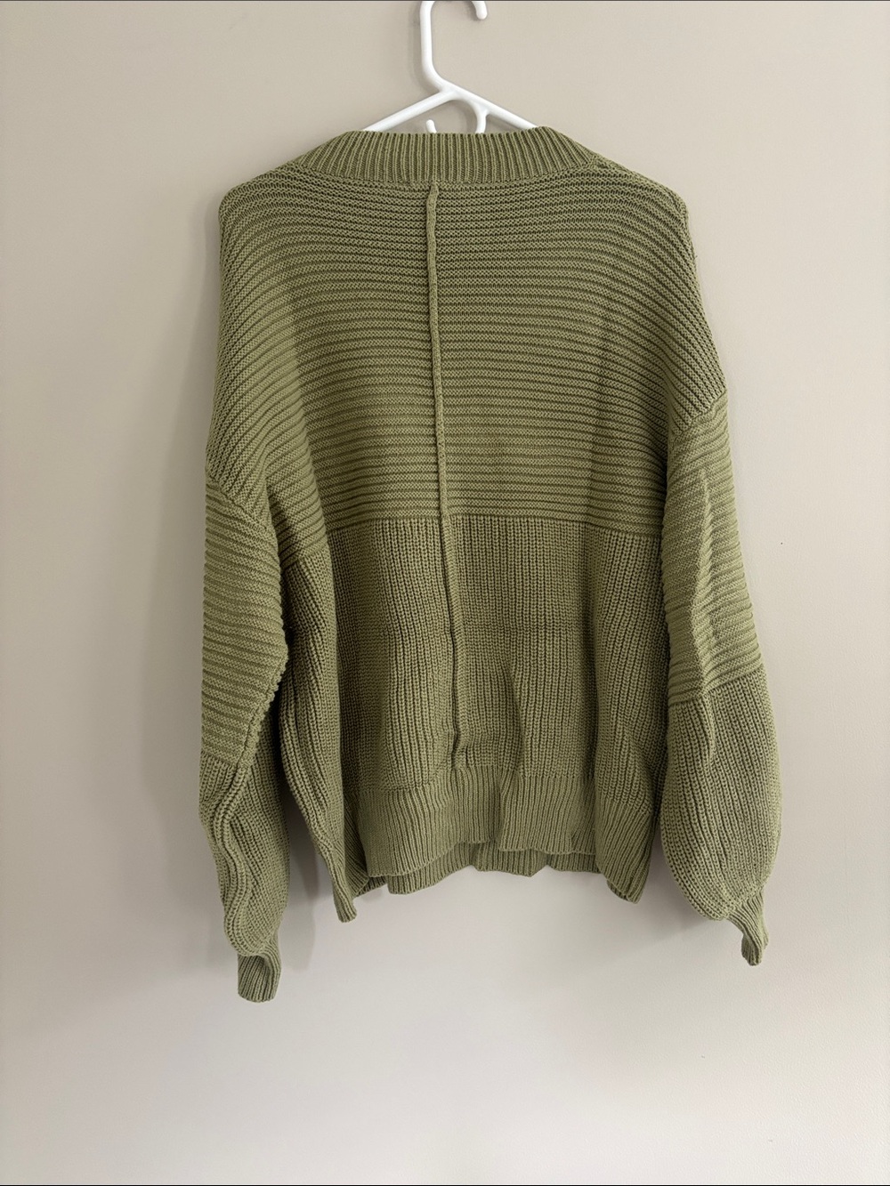 Olive Green Ribbed Knit Sweater - Picture 5 of 5